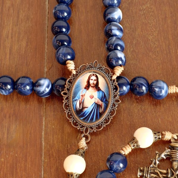 Terço do Sagrado Coração de Jesus azul - Image 2