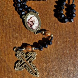 Terço de Santo Antonio cristal preto